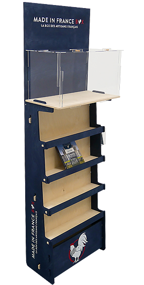 PLV de sol en CP teinté bleu pour MADE IN FRANCE