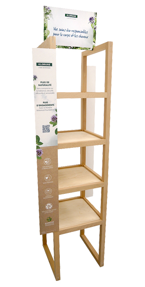 PLV de sol en bois massif pour Klorane