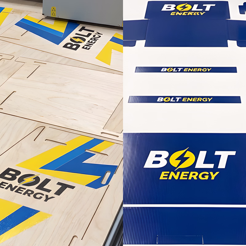 Vue des PLV en impression et découpe