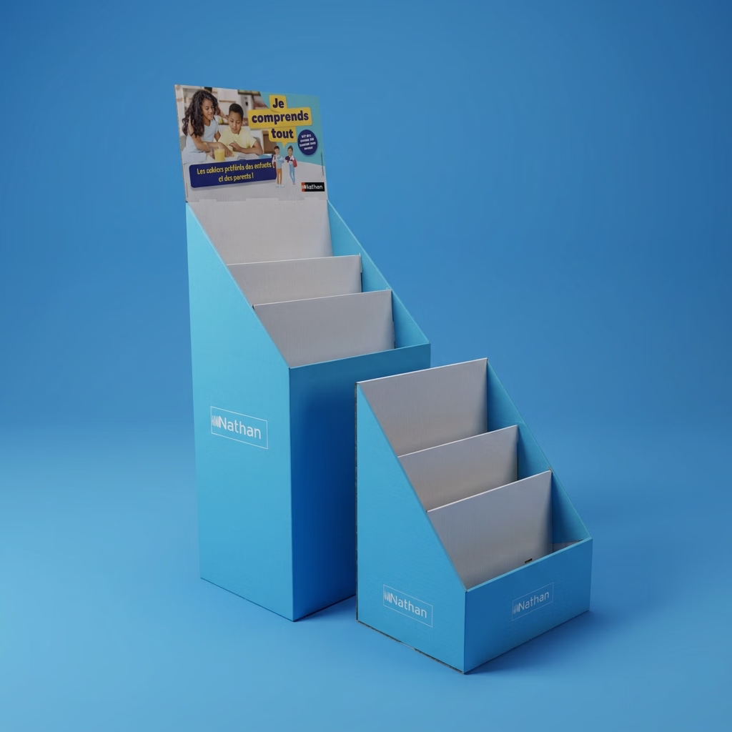 Présentoir de sol carton escalier double