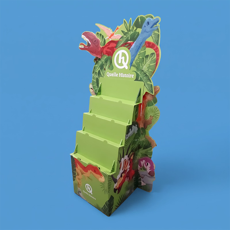 Présentoir de sol carton escalier théâtralisé