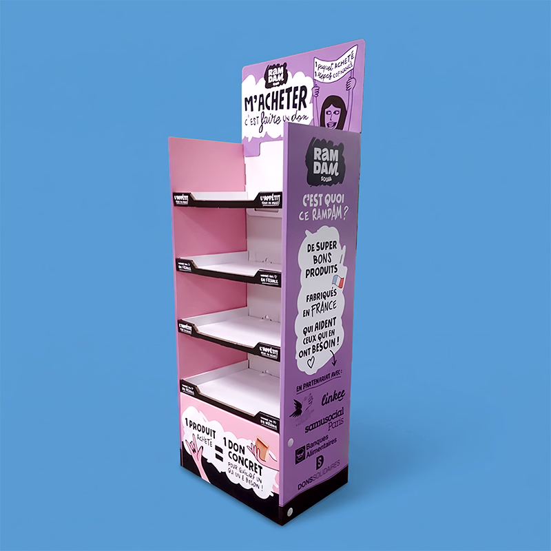 Meuble de sol carton tryptique barquettes