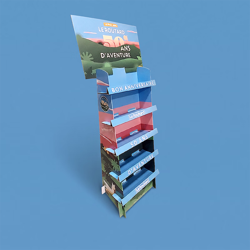 Présentoir de sol étagère carton 3 pans
