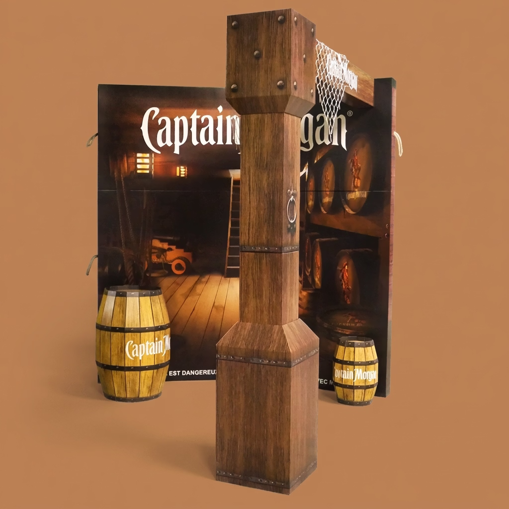 Théâtralisation en carton pour Captain Morgan